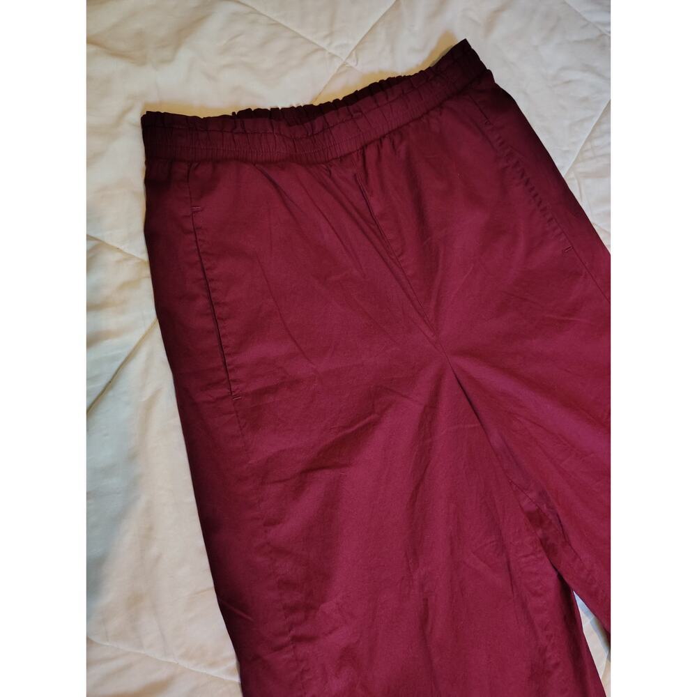 House of Harlow 1960 Burgundy Wide Leg Crop Pants Cotton Culottes Red Medium - Picture 10 of 10
